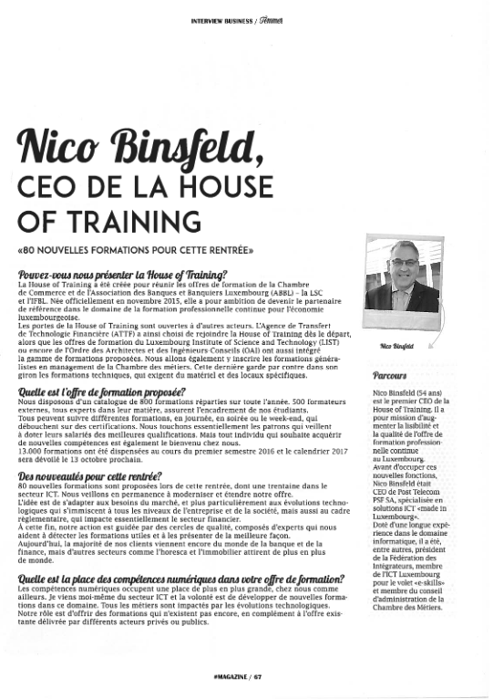 Nico Binsfeld CEO de la House of Training 
